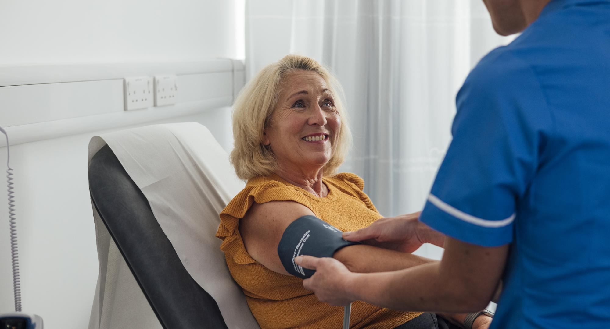 Patient has blood pressure checked