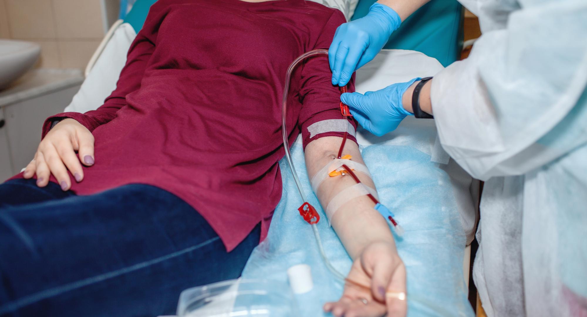 Young girl undergoing hemodialysis
