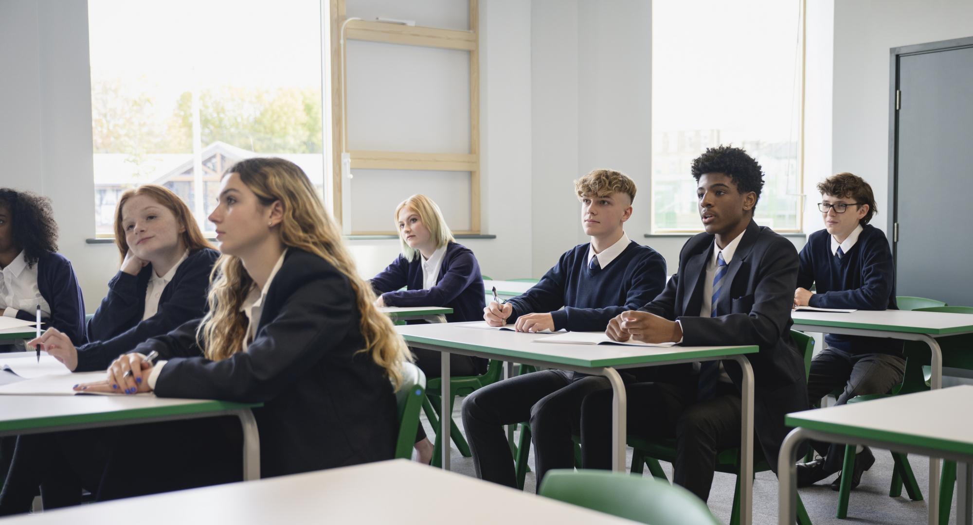 teenagers in secondary classroom