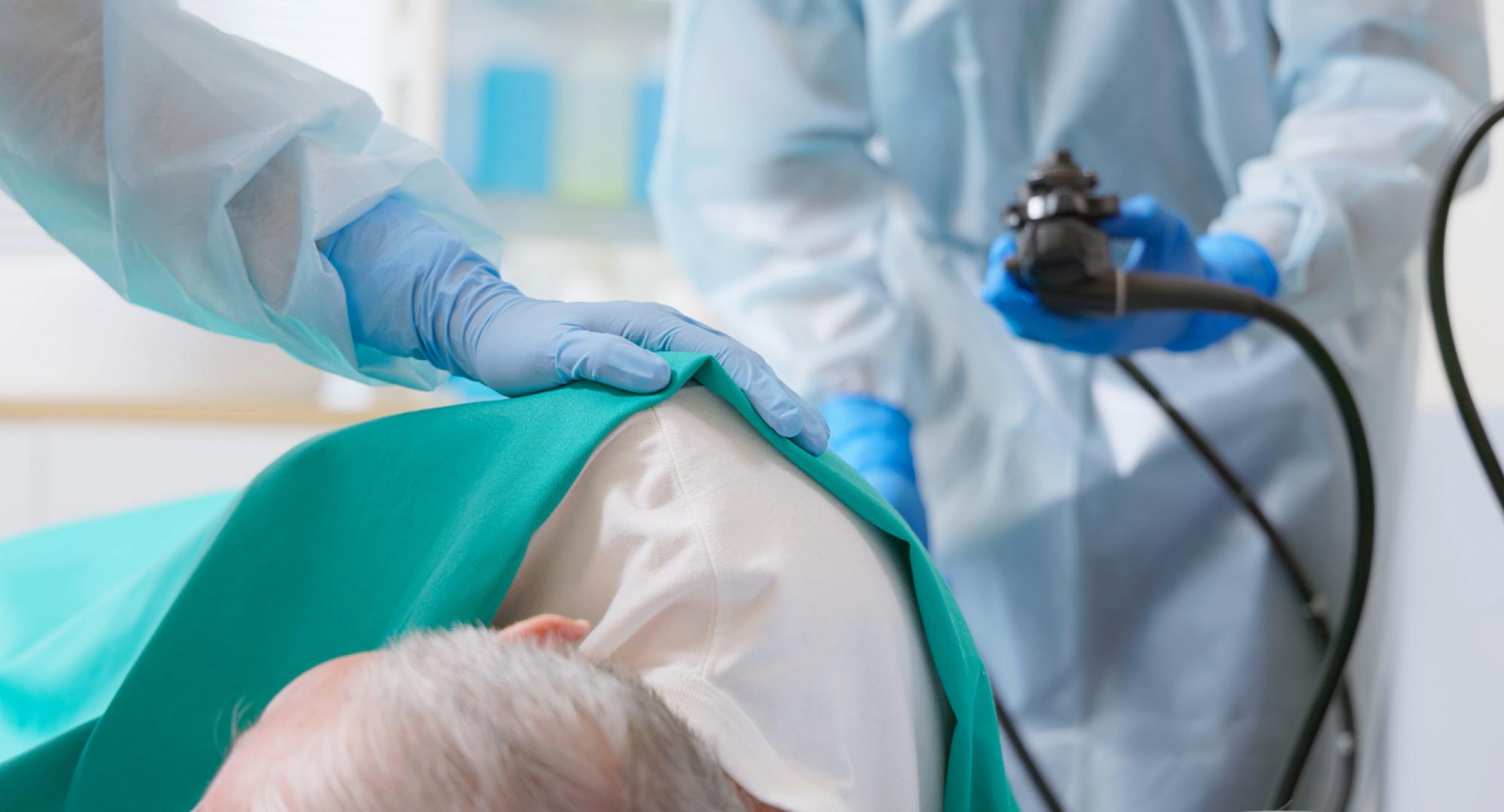 Man undergoing a colonoscopy