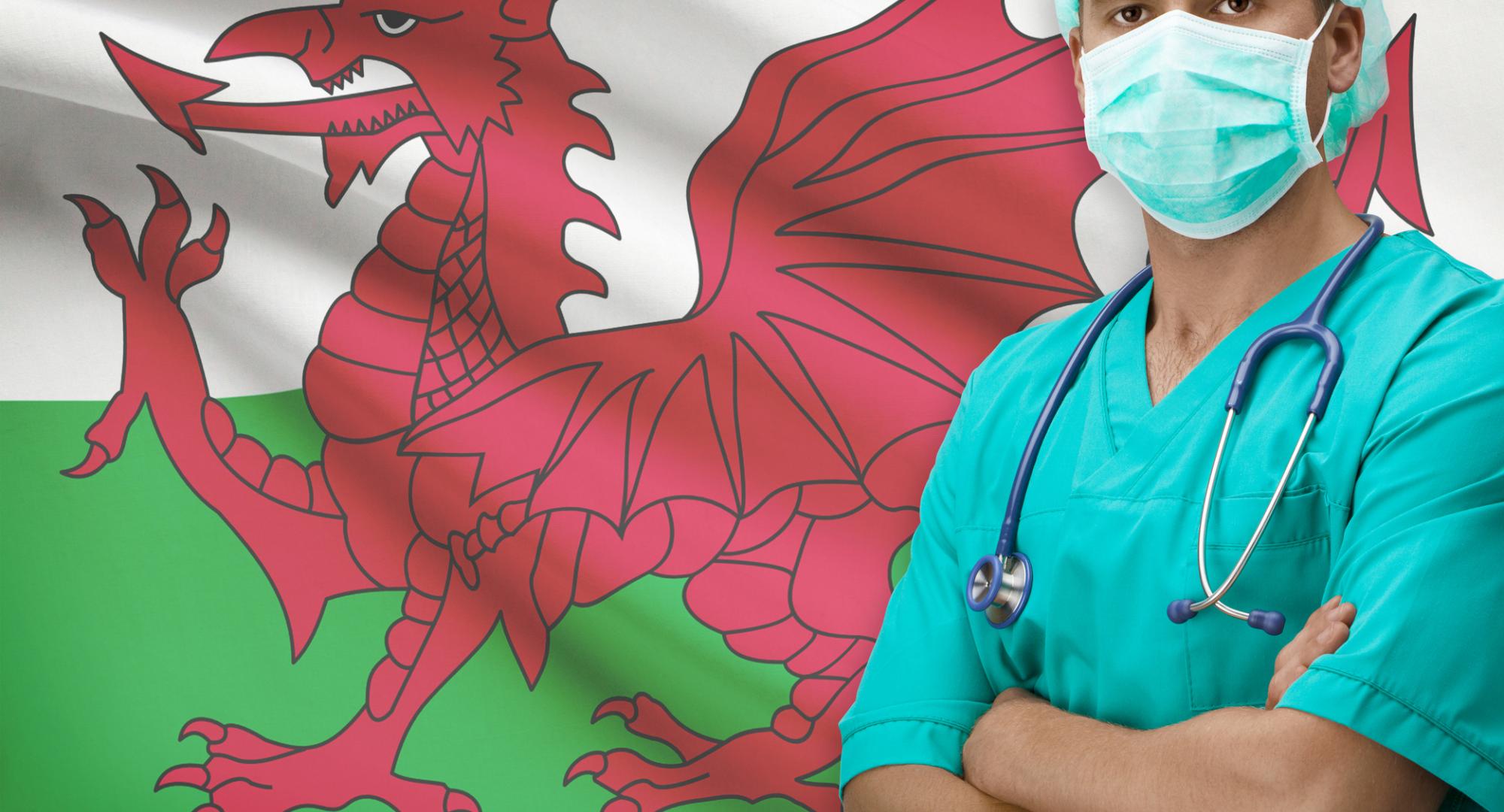 Welsh Flag and Healthcare Worker