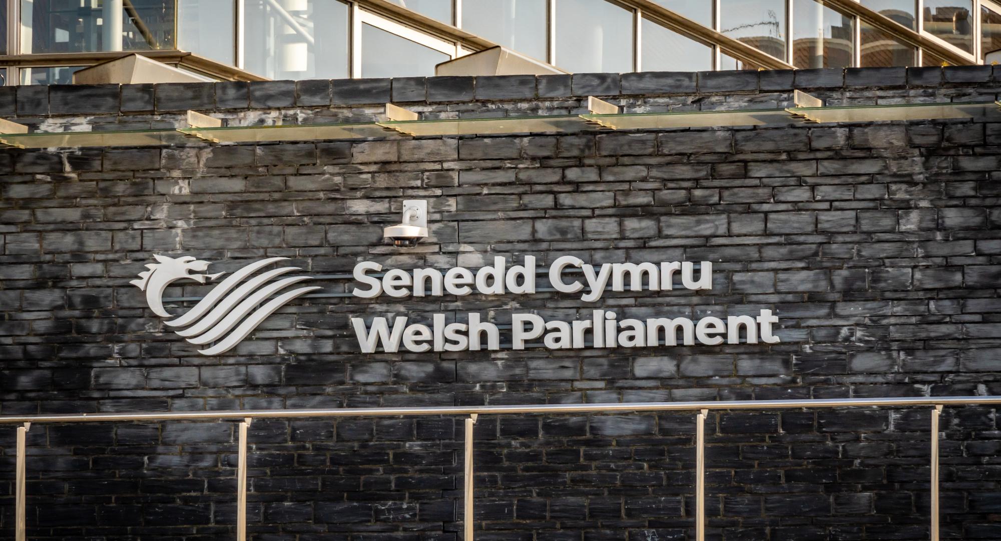 Sign for the Senedd building
