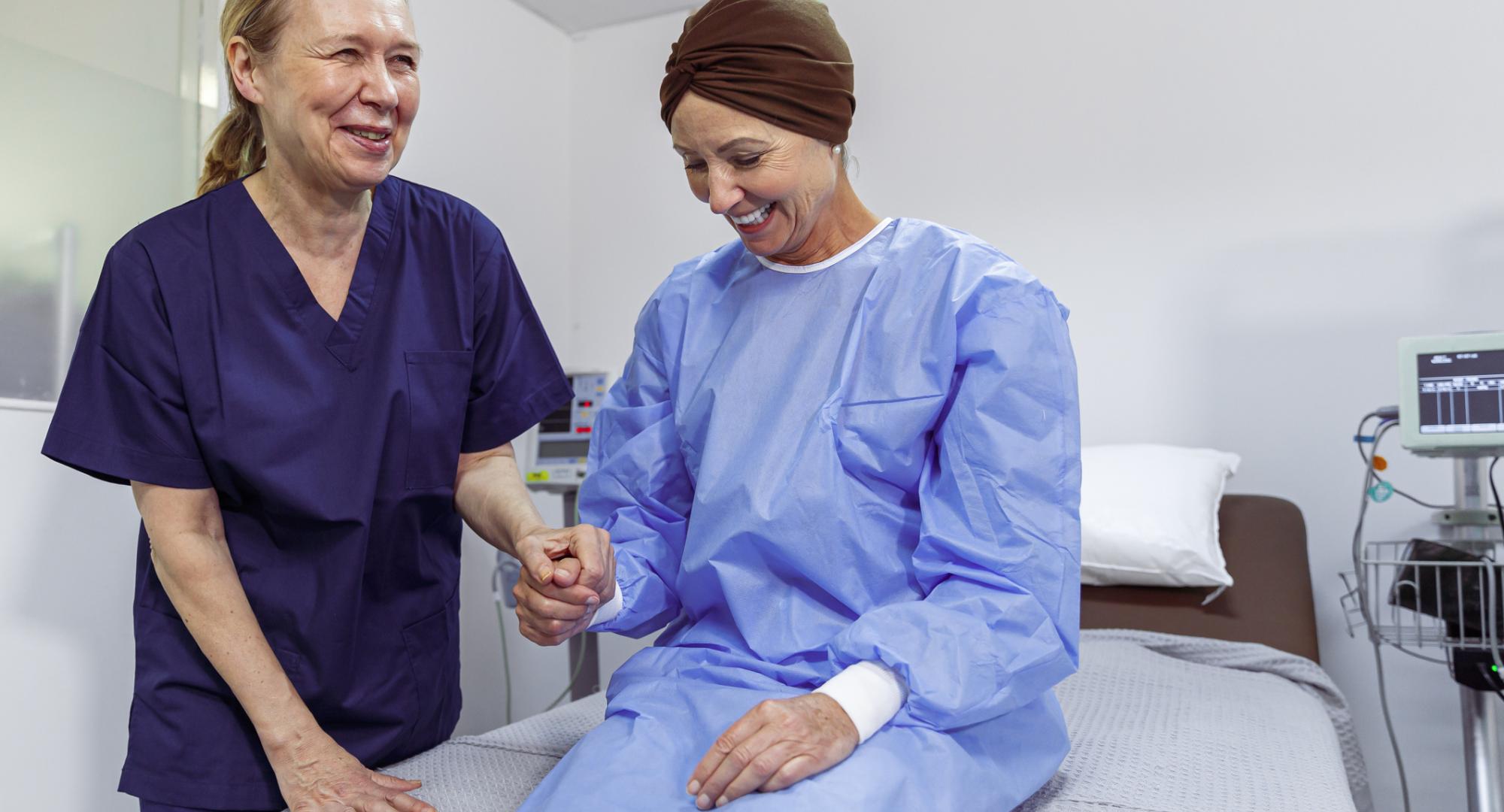 Women in hospital with cancer