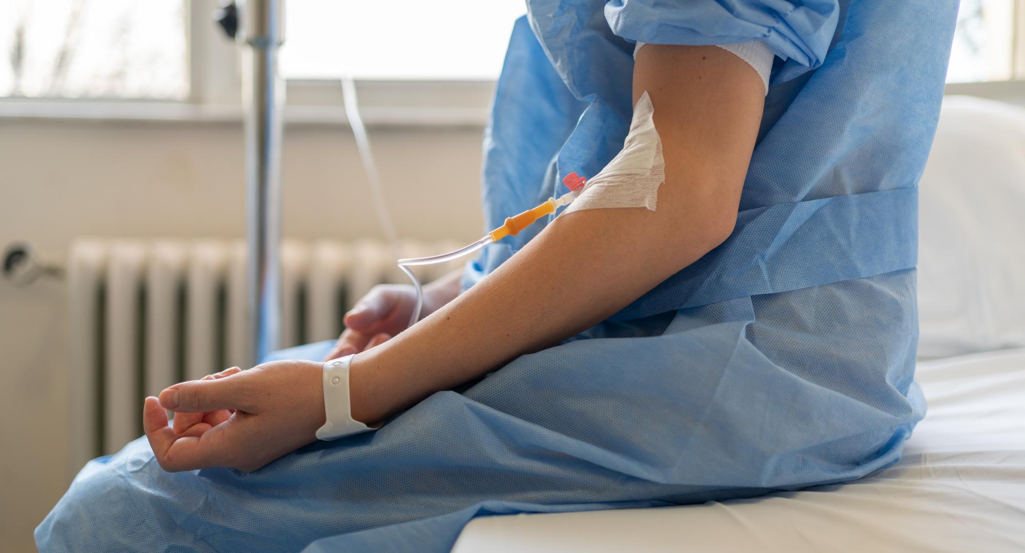 Cancer patient on a drip