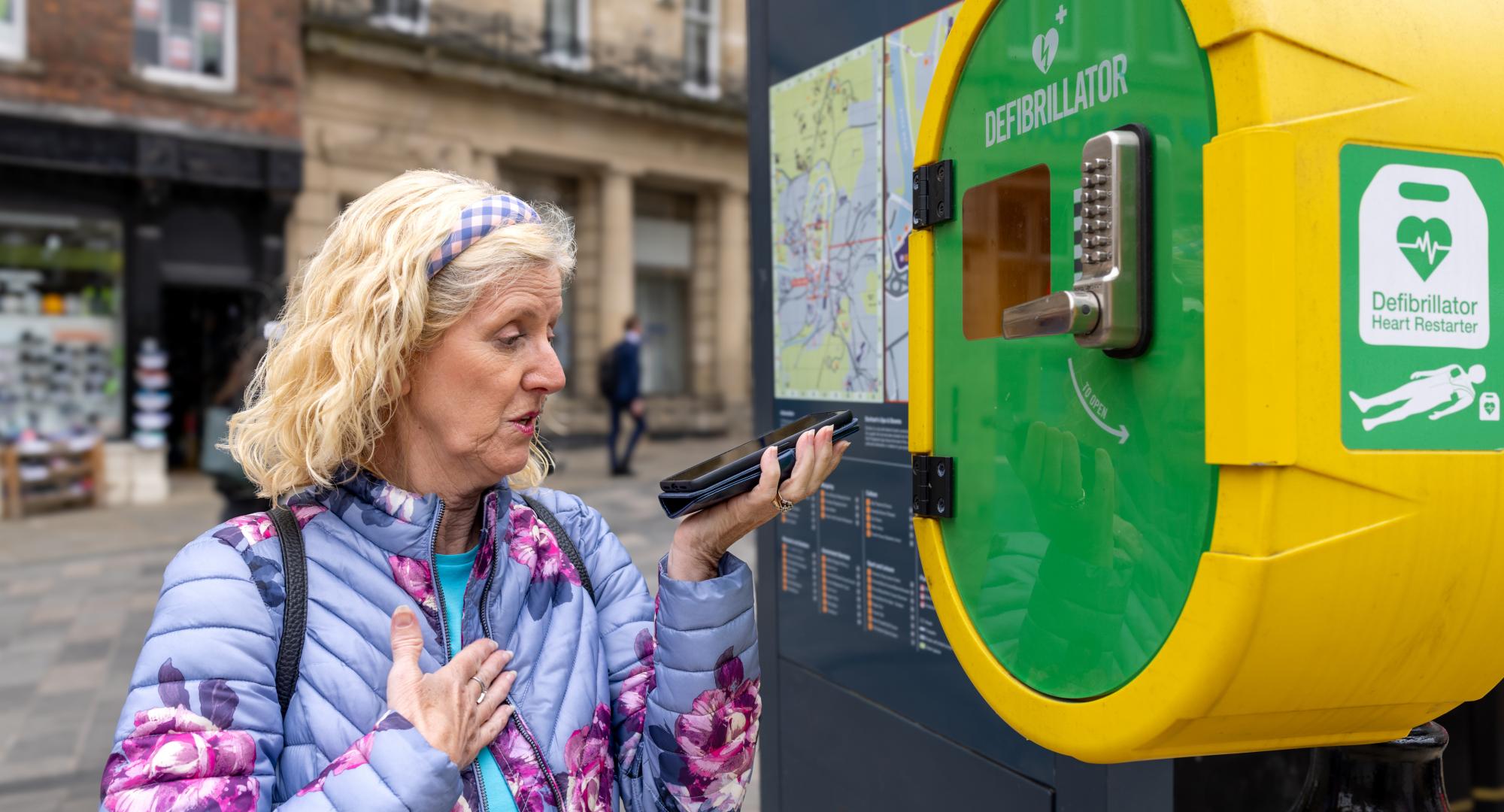 Person with a defibrillator