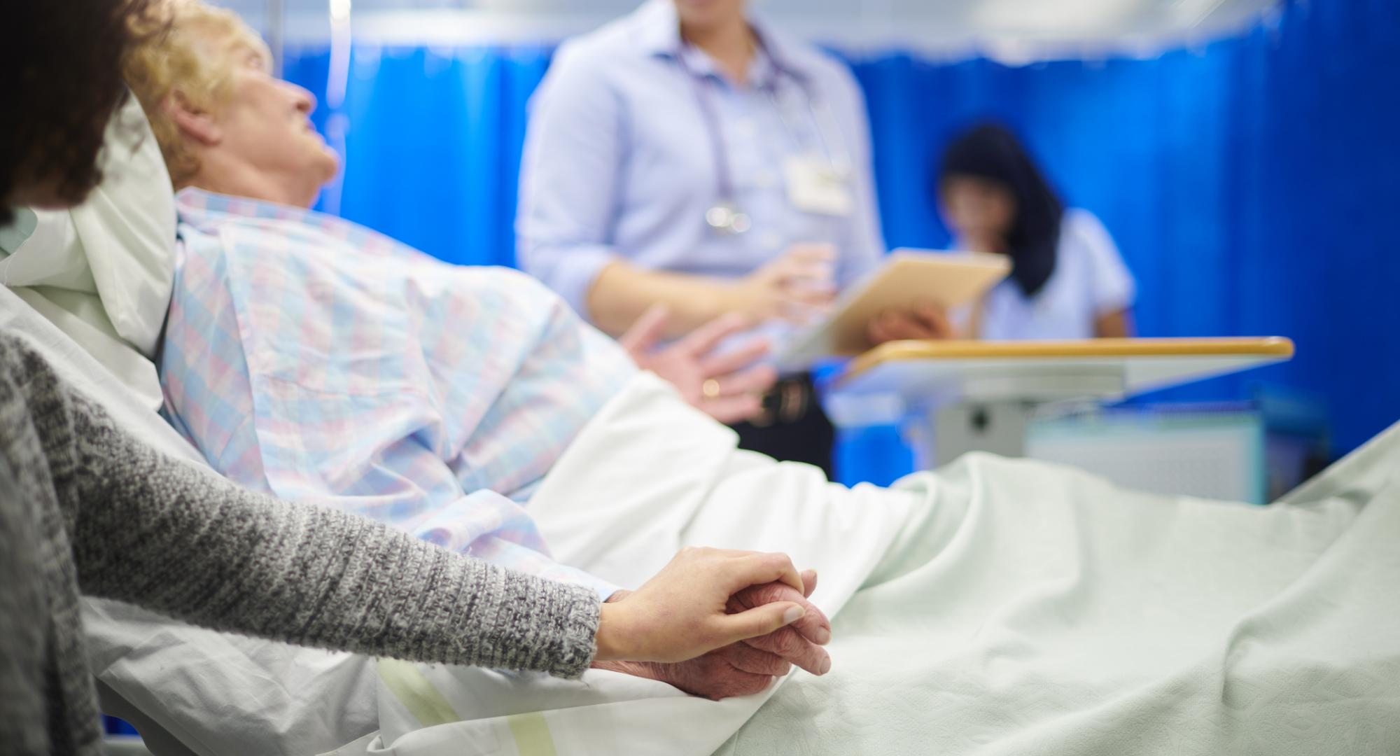 Side view of a woman in hospital