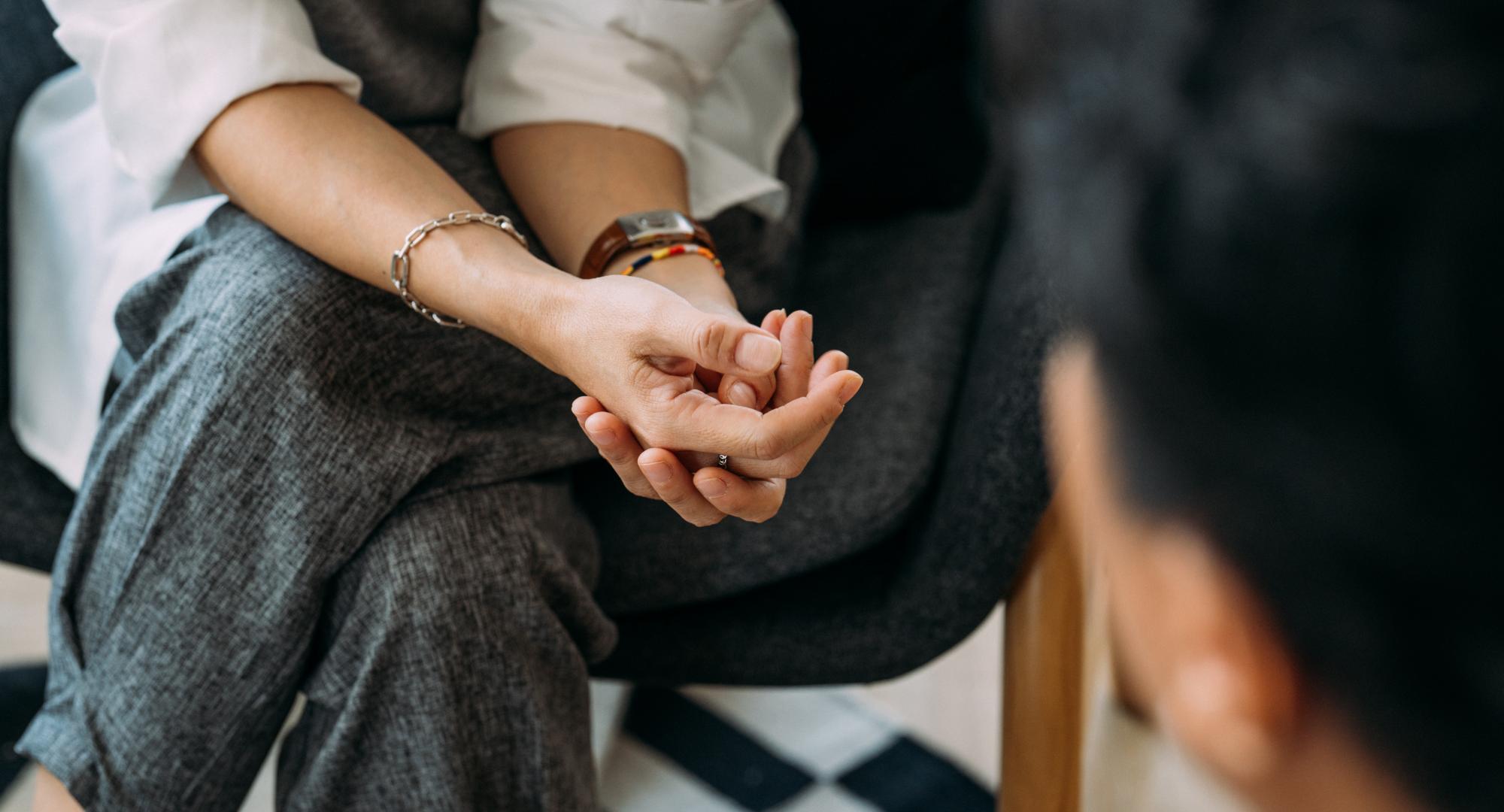Woman getting mental health support
