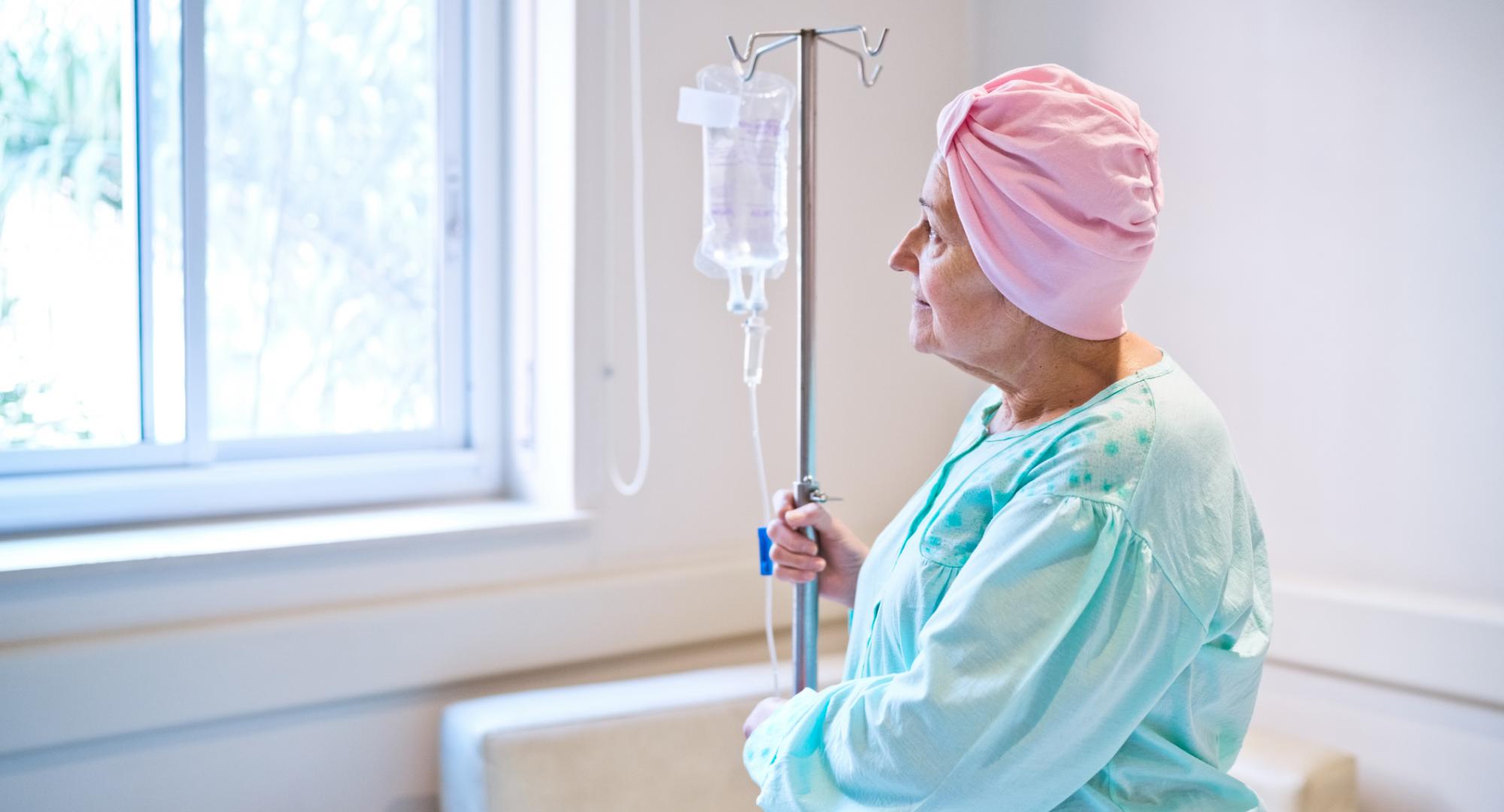 Woman with cancer on hospital ward