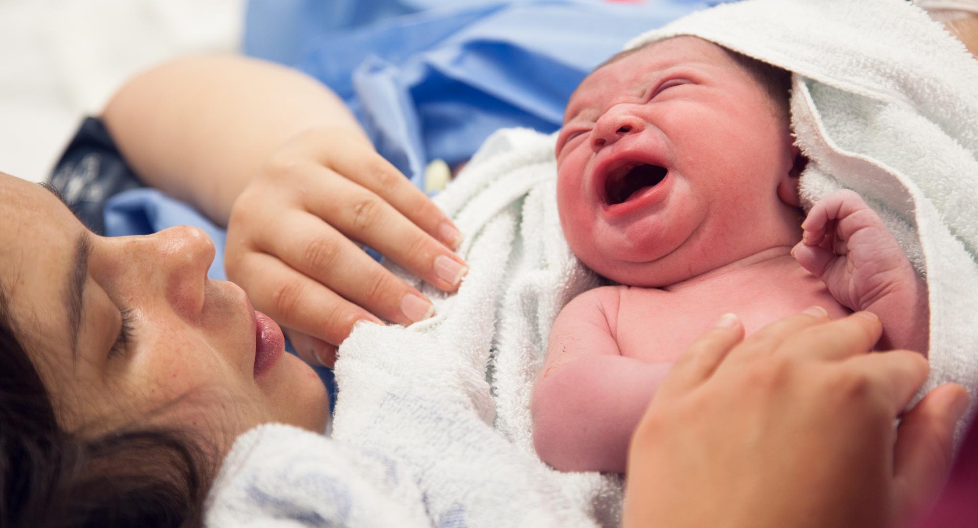 Newborn baby and mum