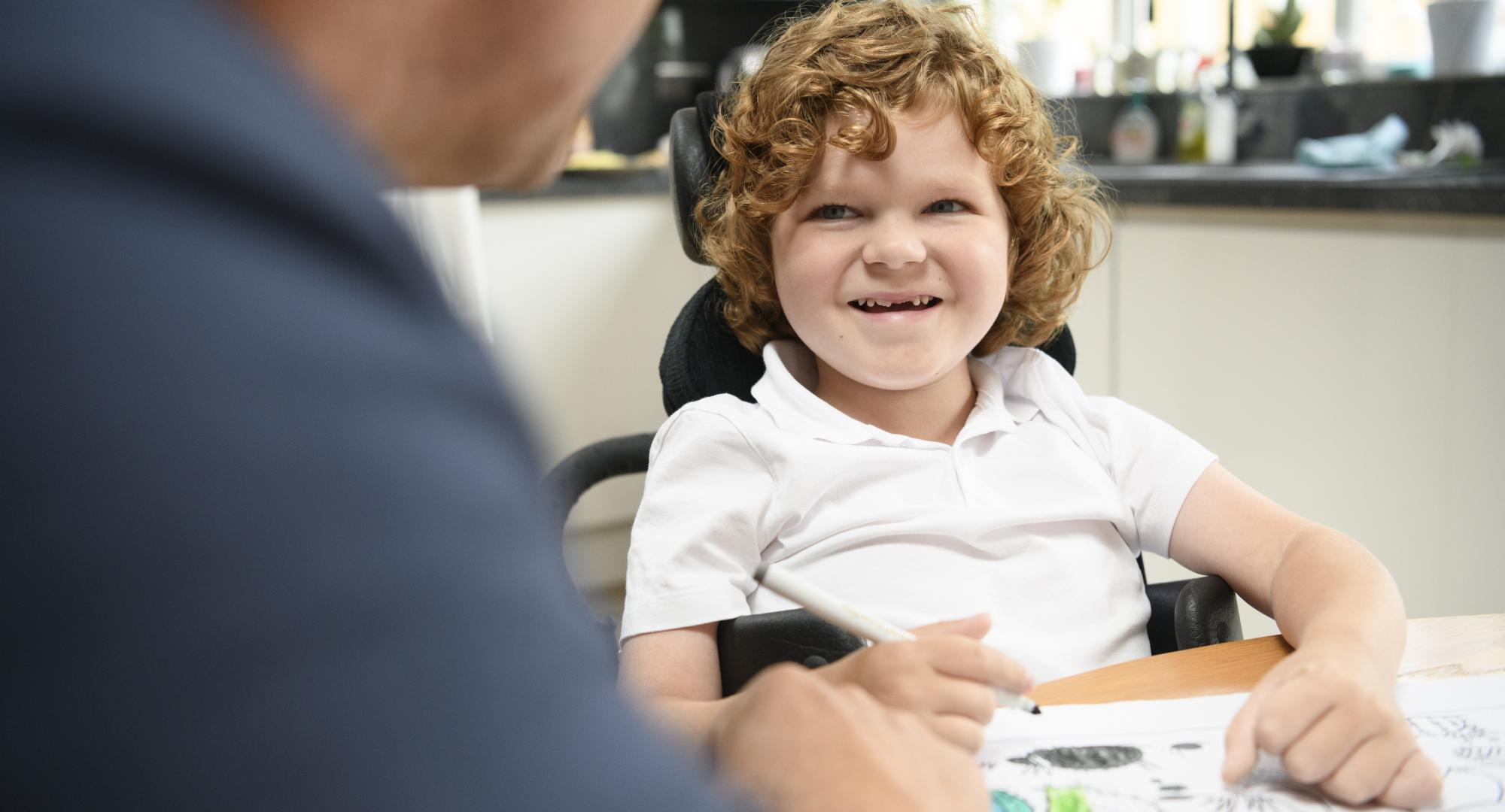 Young boy with muscular dystrophy