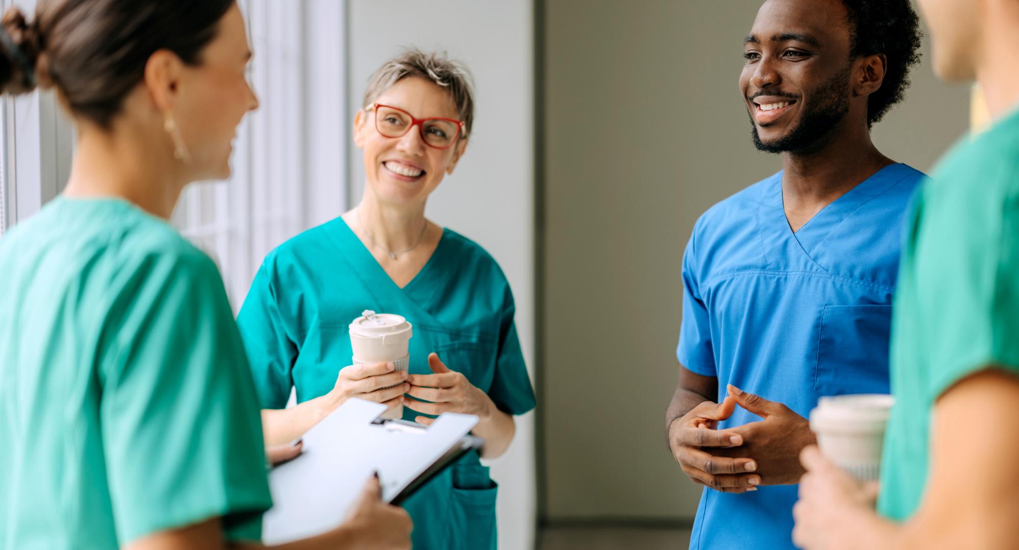NHS workers talking