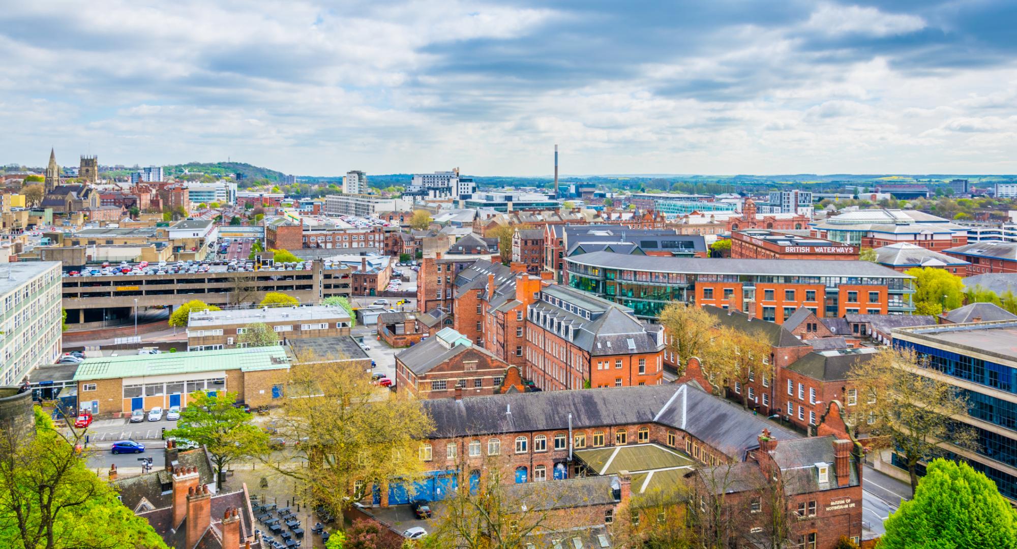 Aerial view of Nottingham