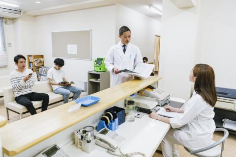 Hospital reception and waiting room