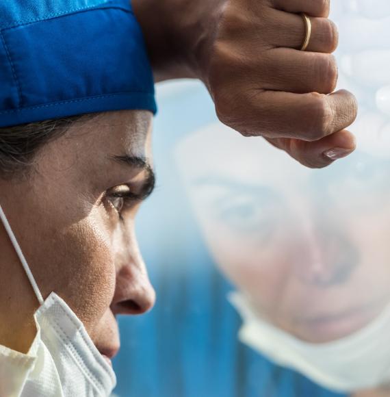 Nurse looking out of the window