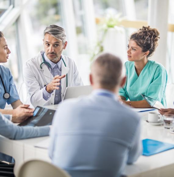 Team of medical professionals in discussion