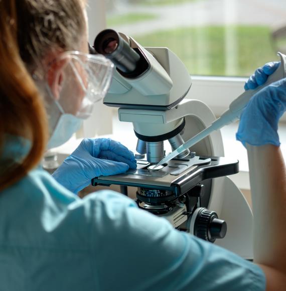Female lab technician carrying out a test