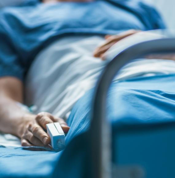 Patient lying in a hospital bed