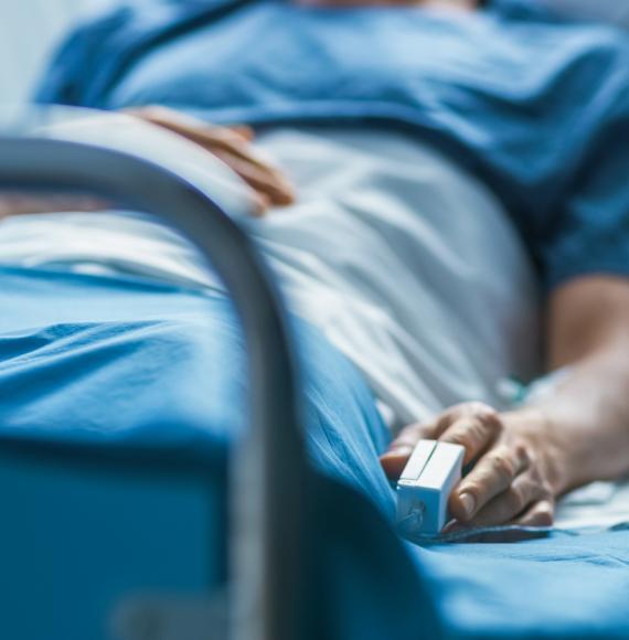 Patient resting in a hospital bed