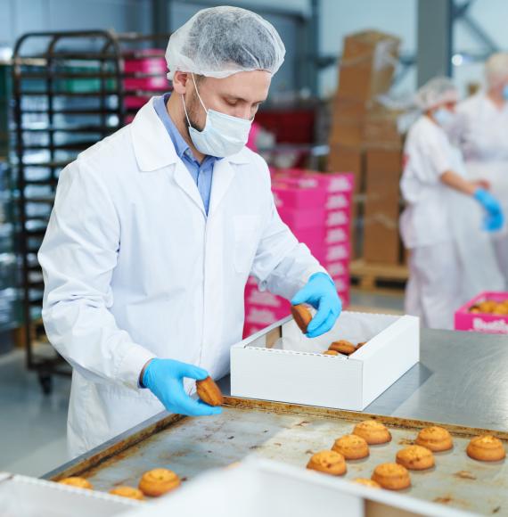 Food worker making confectionery products