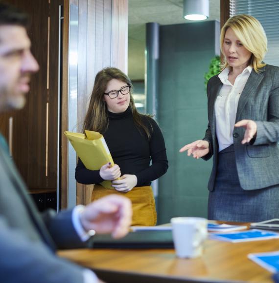 Young person with disabilities shadowing a colleague