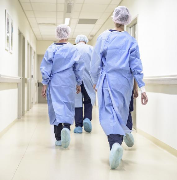 Nurses walking in a ward