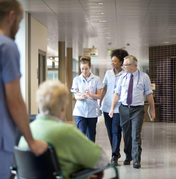 Busy hospital corridor