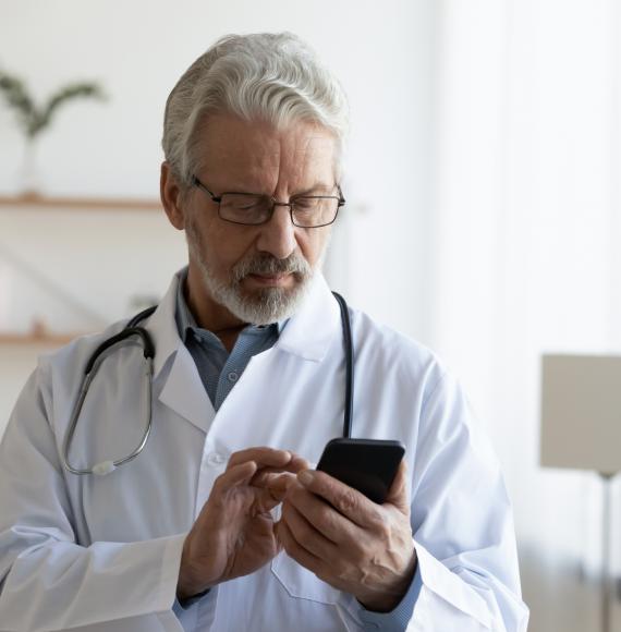 Doctor using a smartphone
