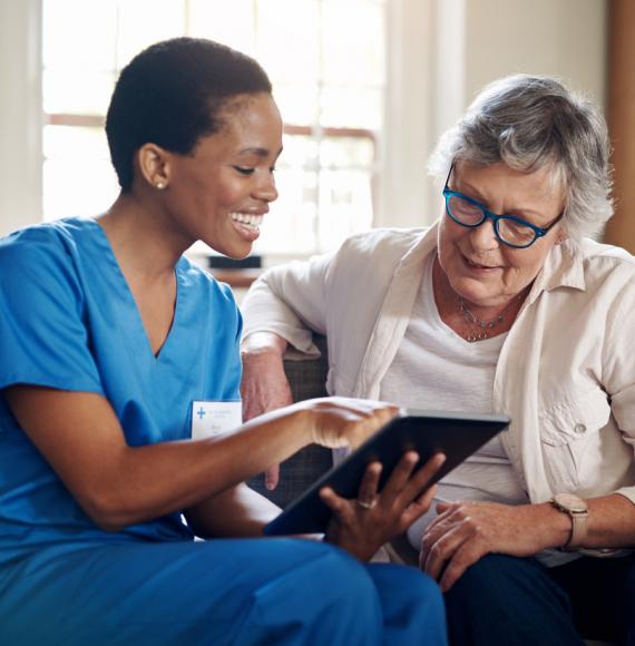 Nurse and elderly woman