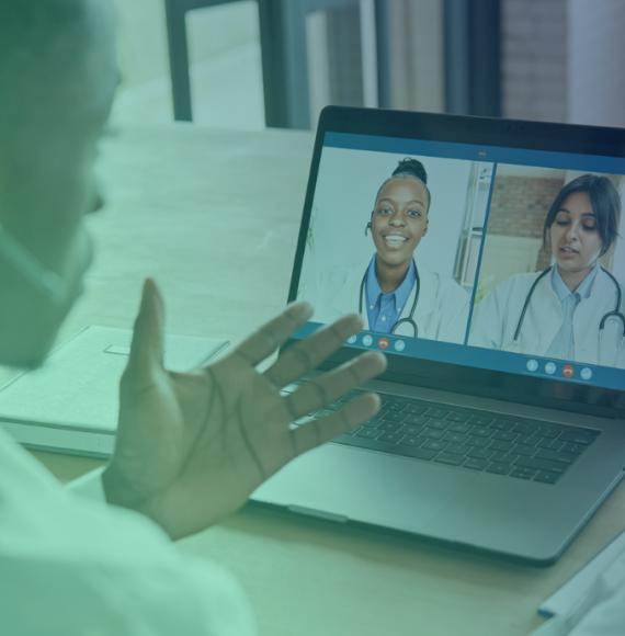 Healthcare professionals networking and learning through virtual events