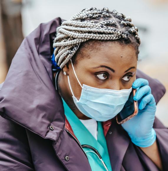 Health worker on the phone