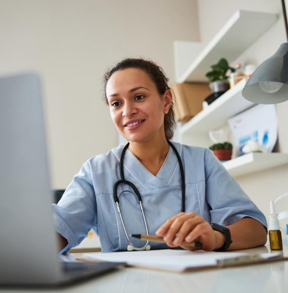 GP using a computer for a remote appointment