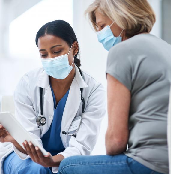 Doctor and patient discussing treatment results