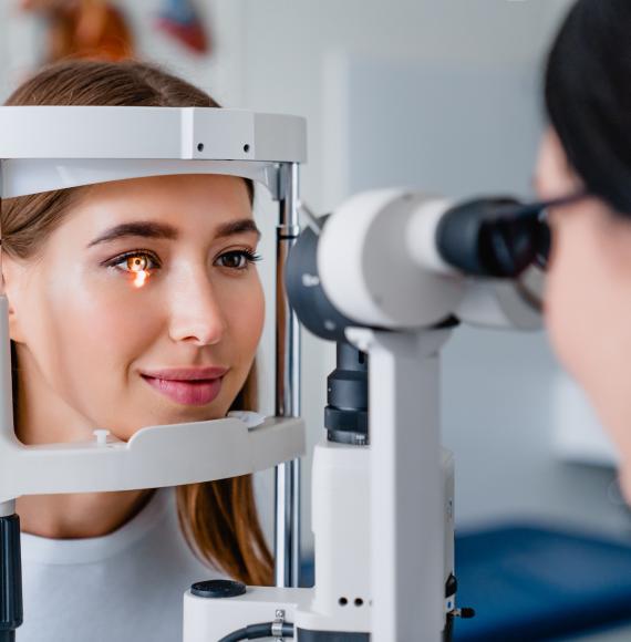 Woman having vision check 