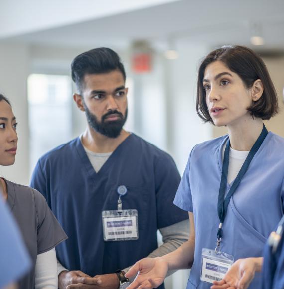 Nurses talking during a ward round
