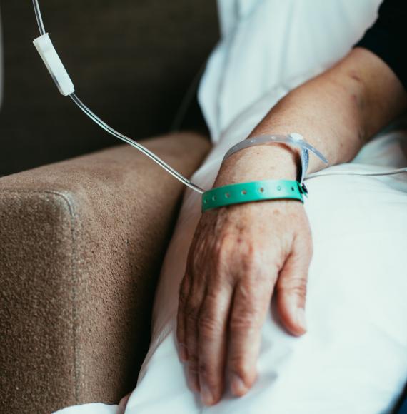 man with cancer receiving treatment