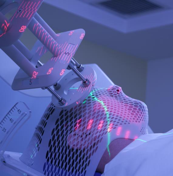 Man receiving radiotherapy treatment