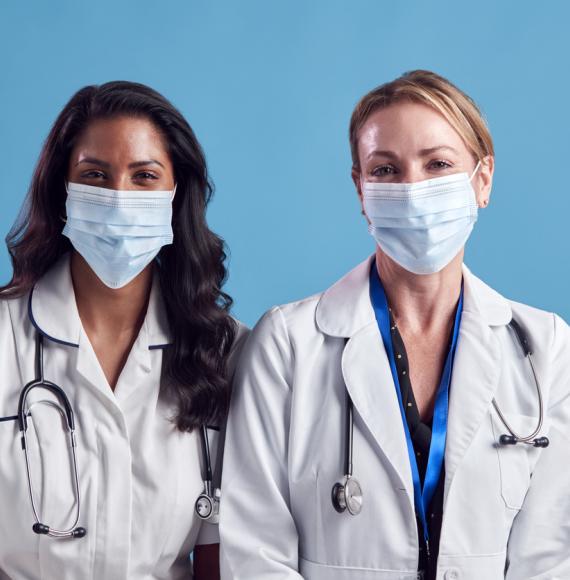 Doctor and nurse wearing face masks