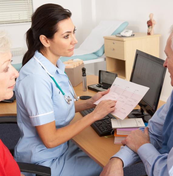 Nurse talking to patients 