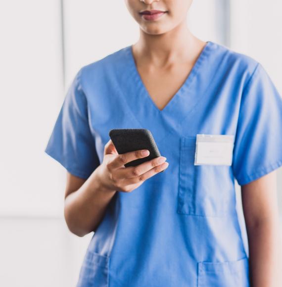 Nurse with phone