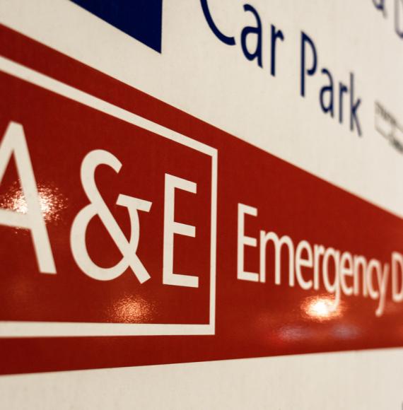 A&E Emergency Department sign