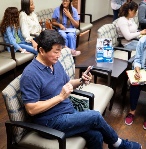 Busy hospital waiting room