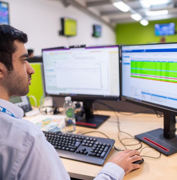 Employee working on a computer