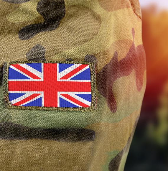 British flag on soldier