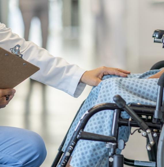 Girl in a wheelchair gets treatment