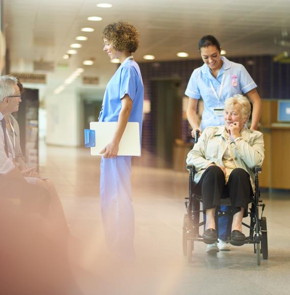 Elderly patient leaving hospital