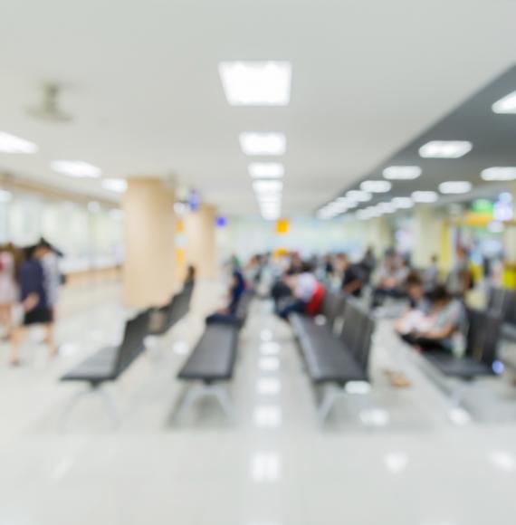 Busy hospital waiting room