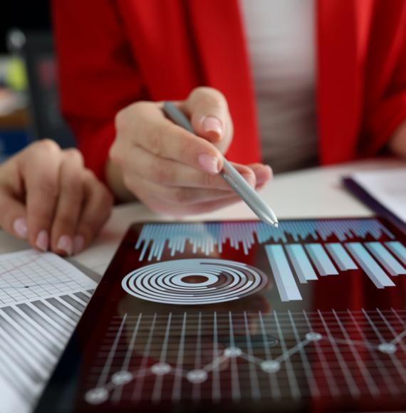 Woman studying charts