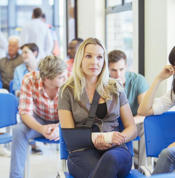 Women sitting in hospital waiting room