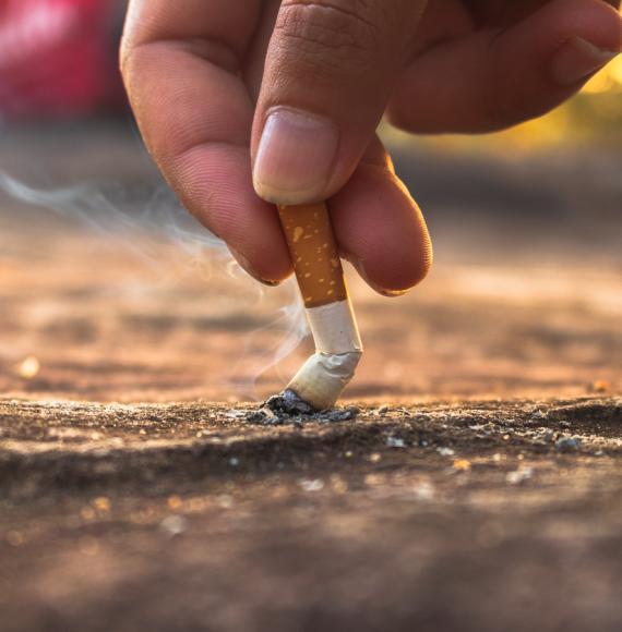 Cigarette butt on the ground