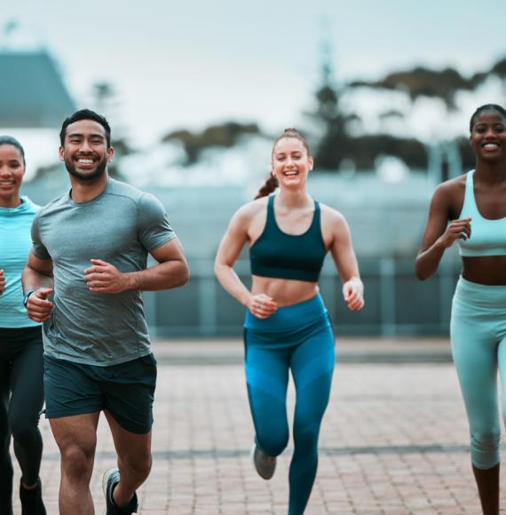 Group of people running